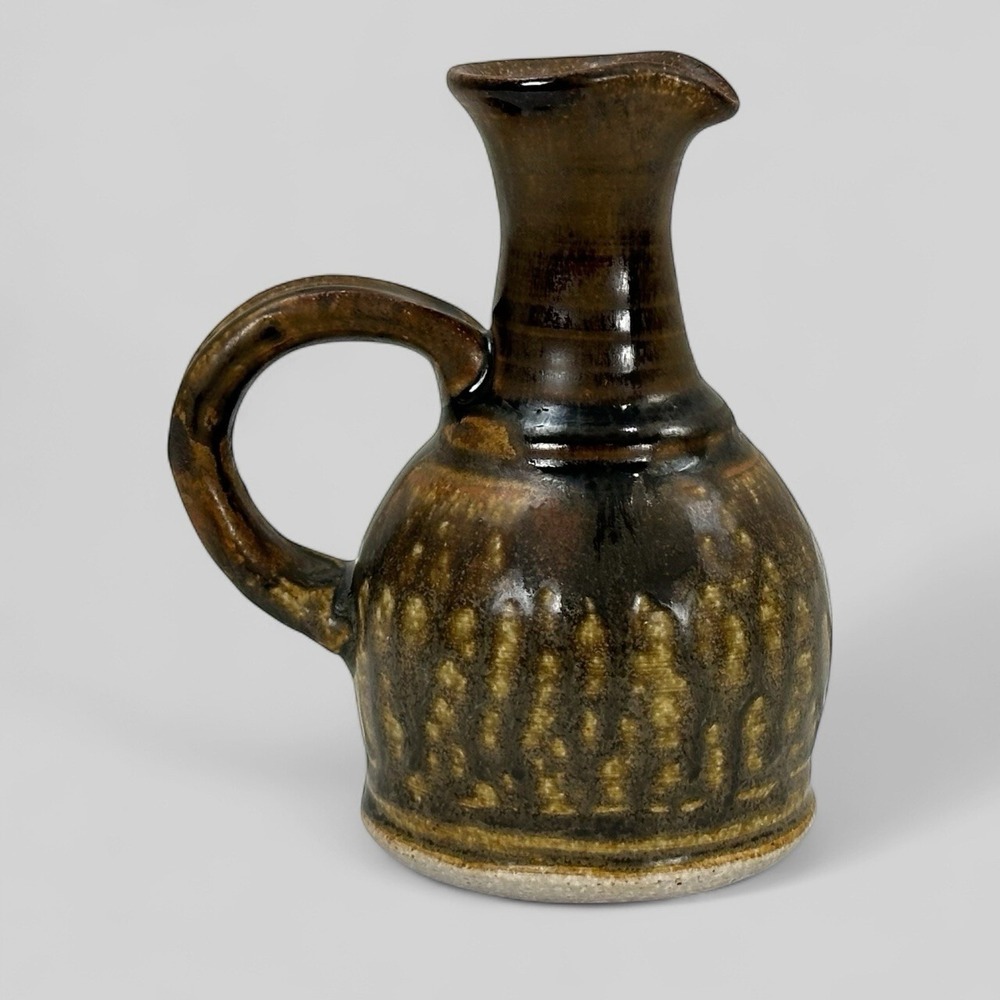 2013 Pigeon River Pottery Small Pitcher 5.25" Signed Smokey Mountain Drip‎ Glaze